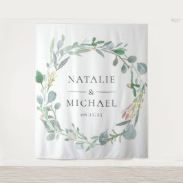 Watercolor Eucalyptus Krans Groene Huwelijkdecorat Wandkleed