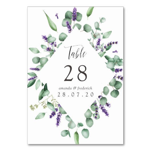 Watercolor Eucalyptus & Lavender Groene Huwelijk Kaart (Voorkant)