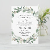 Watercolor Eucalyptus Leaves Chic QR Code Wedding Kaart (Staand voorkant)
