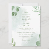 Watercolor Eucalyptus Leaves Greenery Wedding  Kaart (Voorkant)