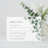 Watercolor Eucalyptus Leaves Wedding RSVP Kaartje (Staand voorkant)