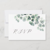 Watercolor Eucalyptus Leaves Wedding RSVP Kaartje (Achterkant)
