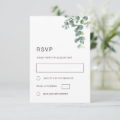 Watercolor Eucalyptus Leaves Wedding RSVP Kaartje (Staand voorkant)