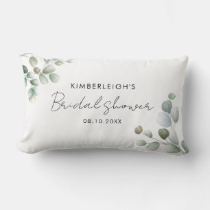 Watercolor Eucalyptus Loof Script Bruiloftsfeest Kussen