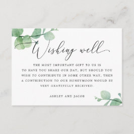 Watercolor eucalyptus schrift huwelijks wensput informatiekaartje