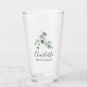 Watercolor Eucalyptus Script Bruidsmeisje Glas (Voorkant)