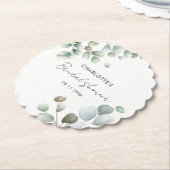 Watercolor Eucalyptus Script Bruiloftsborrel Kartonnen Onderzetters (Gekanteld)