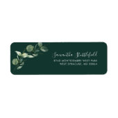 Watercolor Eucalyptus Script Retouradres Etiket (Voorkant)