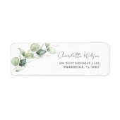 Watercolor Eucalyptus Script Retouradres Etiket (Voorkant)