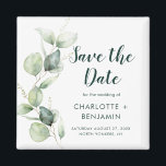 Watercolor Eucalyptus Script Wedding Save the Date Magneet<br><div class="desc">Cute Botanical Watercolor Eucalyptus Wedding save the date magnet that makes a perfect keepsake for your guests and will be cherished for years. Easily replace the names,  announcement,  date,  and venue to create a one-of-a-kind save the date announcement</div>