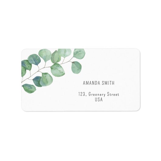 Watercolor Eucalyptus tak  Etiket (Voorkant)
