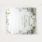 Watercolor Eucalyptus Trouwfotobooth Achtergrond Wandkleed (Voorkant (horizontaal))