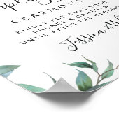 Watercolor Eucalyptus Uitgepakte Trouwceremonie Poster (Hoek)