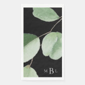 Watercolor Eucalyptus Veteraan Monogram Zwart Servet (Voorkant)