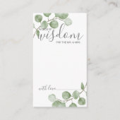 Watercolor Eucalyptus Wedding Advice and Wishes Advieskaart (Voorkant)