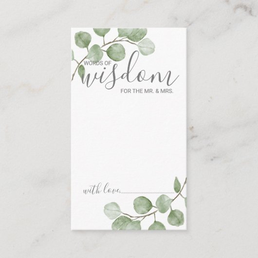 Watercolor Eucalyptus Wedding Advice and Wishes Advieskaart (Voorkant)