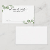 Watercolor Eucalyptus Wedding Advice and Wishes Advieskaart (Voorkant / Achterkant)
