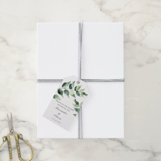 Watercolor Eucalyptus Wedding | White Cadeaulabel (Met Touw)
