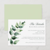 Watercolor Eucalyptus Wedding | White Informatiekaartje (Voorkant / Achterkant)