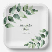 Watercolor Eucalyptus Wedding | White Papieren Bordje (Voorkant)