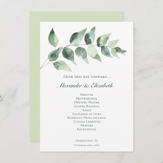 Watercolor Eucalyptus Wedding | White Program (Voorkant / Achterkant)