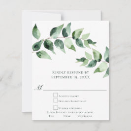 Watercolor Eucalyptus Wedding | White RSVP Kaartje