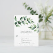 Watercolor Eucalyptus Wedding | White RSVP Kaartje (Staand voorkant)