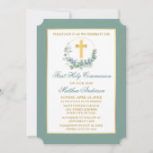 Watercolor Eucalyptus Wreath Gold Communion Kaart (Voorkant)