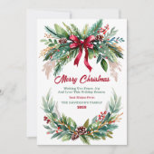 Watercolor Evergreen Christmas Greeting Card Kaart (Voorkant)