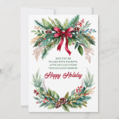 Watercolor Evergreen Christmas Greeting Card Kaart (Achterkant)