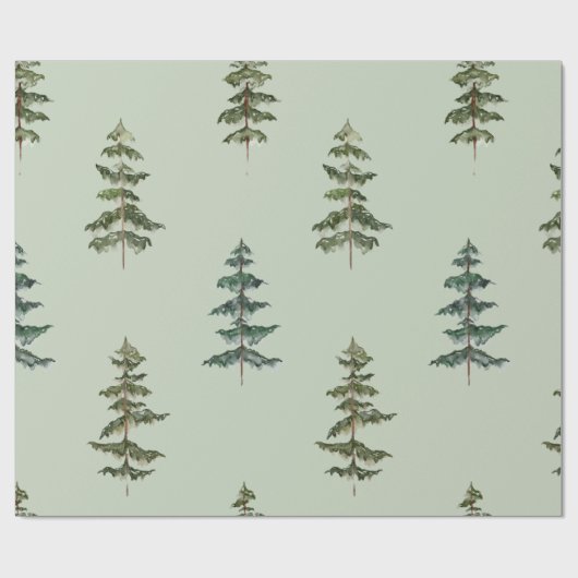 Watercolor Evergreen Trees Cadeaupapier (Vlak)