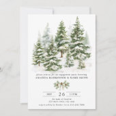 Watercolor Evergreen Winter Engagement Party Kaart (Voorkant)