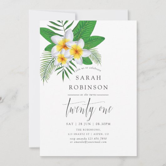 Watercolor Exotisch Aloha Luau 21ste Verjaardagsfe Kaart (Voorkant)