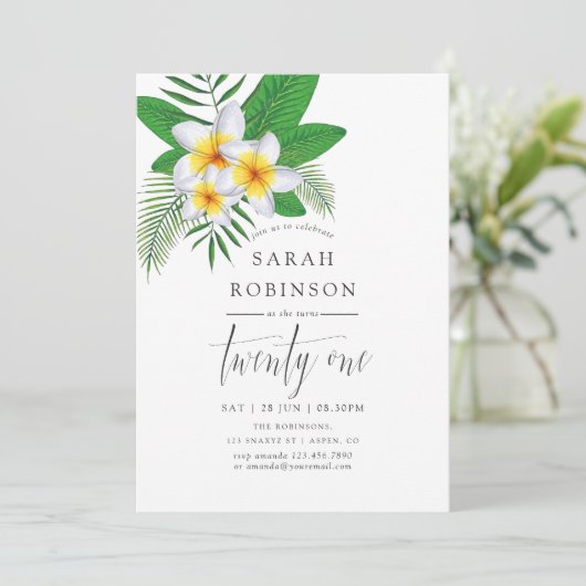 Watercolor Exotisch Aloha Luau 21ste Verjaardagsfe Kaart (Staand voorkant)