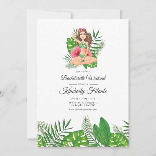 Watercolor Exotische Aloha Luau Bachelorette Weeke Kaart (Voorkant)