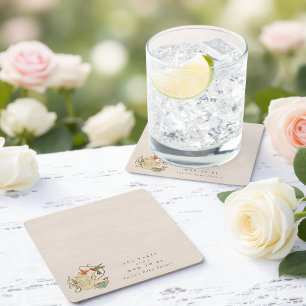 Watercolor Faecore bloemige Thee Feestje Baby Show Kartonnen Onderzetters