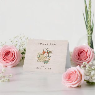 Watercolor Faecore bloemige Thee Party Baby Shower Bedankkaart