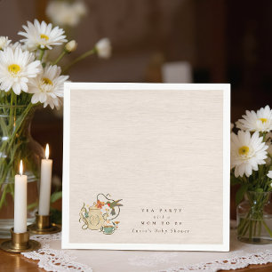 Watercolor Faecore bloemige Thee Party Baby Shower Servet