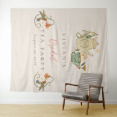 Watercolor Faecore bloemige Theepartij Bruidsuitno Wandkleed (In Situ (horizontaal))