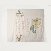 Watercolor Faecore bloemige Theepartij Bruidsuitno Wandkleed (Voorkant (horizontaal))