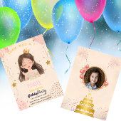Watercolor Fairy Princess Custom Photo Birthday Kaart
