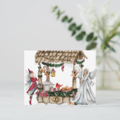 Watercolor Fairy Tale Christmas Angel and Elf Feestdagenkaart (Staand voorkant)