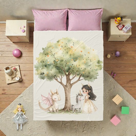 Watercolor Fairytale Princess Whimsical Fleece Deken