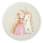 Watercolor Fairytale Princess Whimsical Keramische Knop (Voorkant)