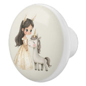 Watercolor Fairytale Princess Whimsical Keramische Knop (Rechts)