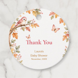 Watercolor Fall Autumn Baby Girl Shower Thank You Bedankjes Labels