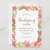 Watercolor Fall Foliage Thanksgiving Dinner Kaart (Voorkant)
