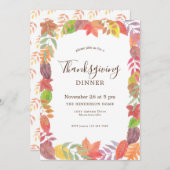 Watercolor Fall Foliage Thanksgiving Dinner Kaart (Voorkant / Achterkant)