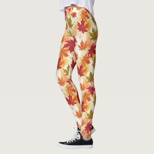 Watercolor Fall Leaves Pattern Leggings (Links)