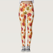 Watercolor Fall Leaves Pattern Leggings (Voorkant)